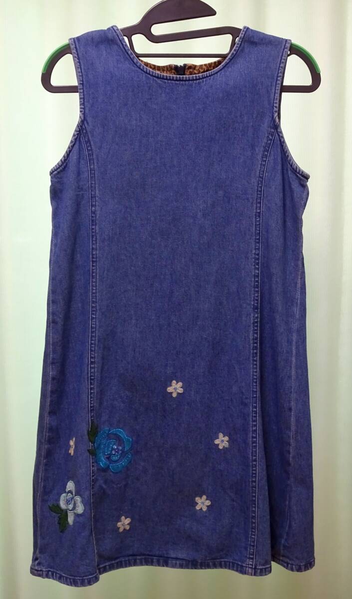 GAP ☆ 刺入りデニムノースリーブワンピース ブルー KIDS XXL ★ 中古拍卖