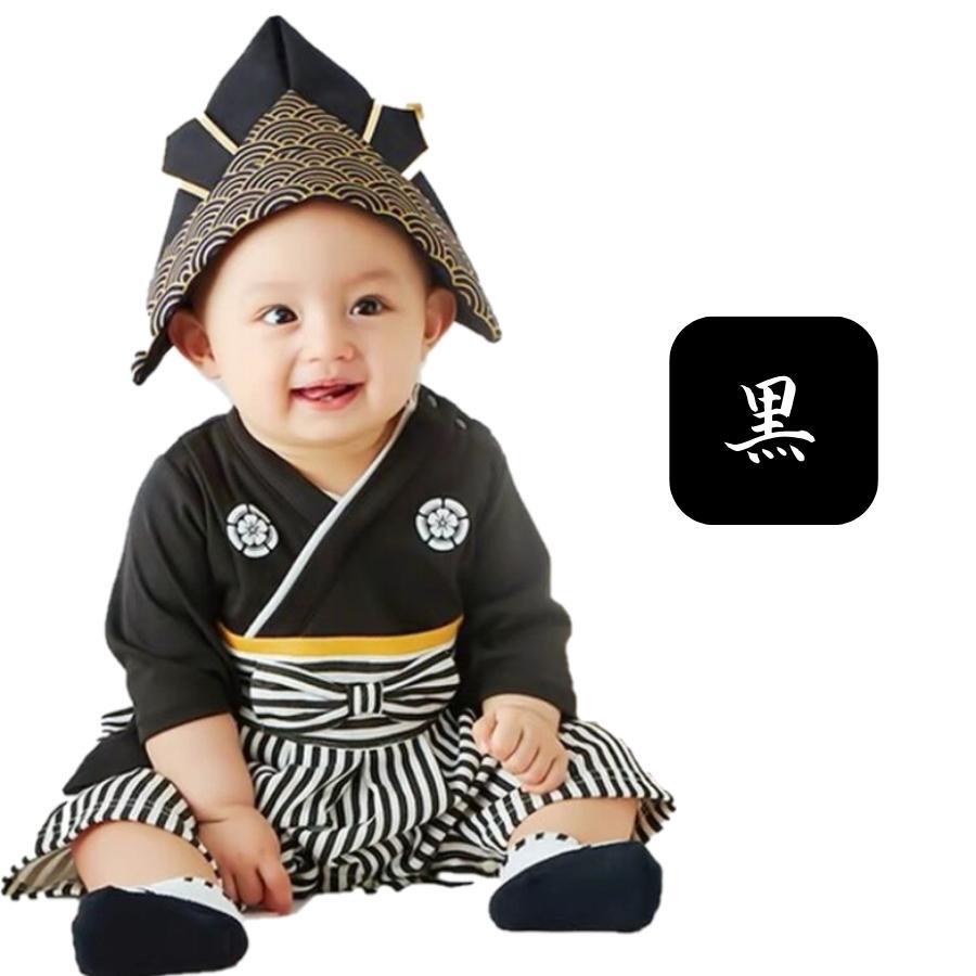 新品 送料無料 ブラック 90cm和装 袴 ロンパース 記念撮影 フォーマル 着物 子供服 男の子 七五三 端午の節句 お食い初め お宮参り拍卖