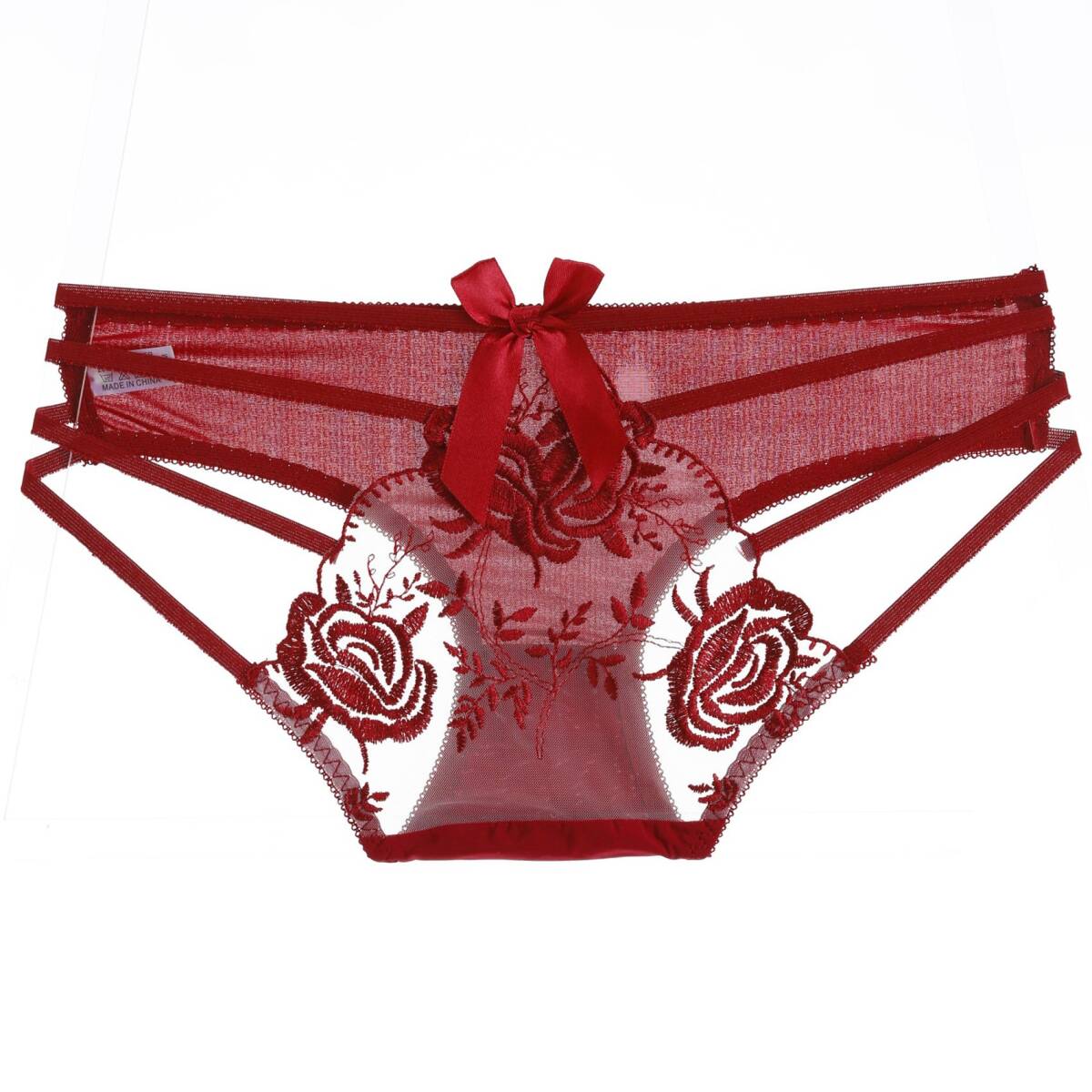 人気エロい透け感 4点セット 下着 レディース パンツ レース 女性 婦人 ウルトラローライズ 刺繍 通気性の良い 後ろリボン 三角拍卖