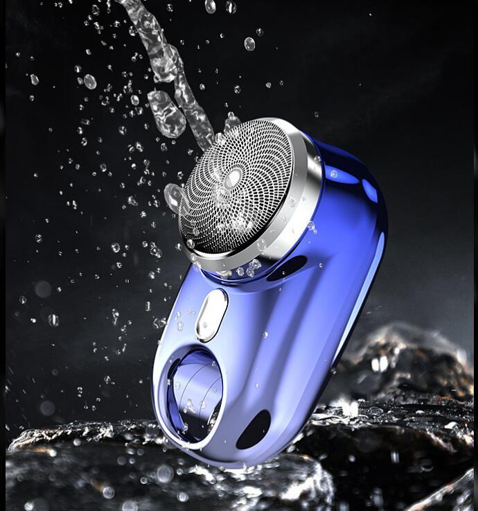 新品上質電気シェーバー 男性用 髭剃り シェーバー メンズ 深剃り 回転式 電気カミソリ ミニシェーバー 替刃 水洗い mini超小型 ブルー拍卖