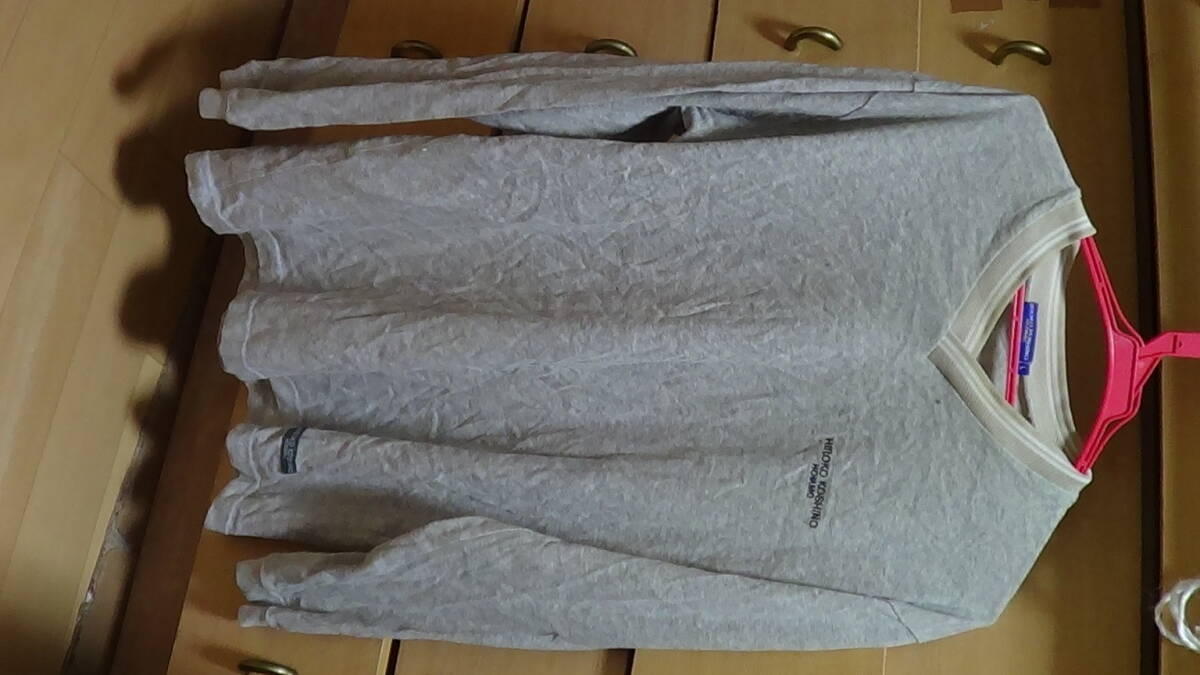 即決 コシノヒロコ 灰色シャツ L  HIROKO KOSHINO HOMME 綿100% 価値不明 紳士服 古着 拍卖