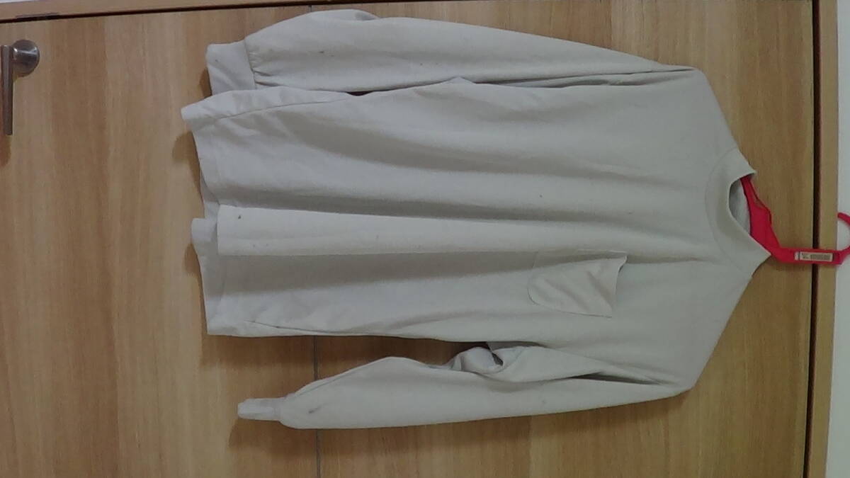 即決 Rodhos valentino 白 長袖シャツ L 紳士服 価値不明 古着 ポリエステル100% グレー よごれあり 拍卖
