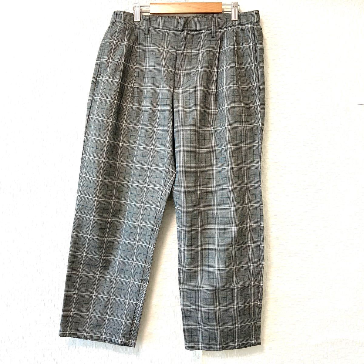 爽やかアンクル丈◎【RAGEBLUE】レイジブルー ツータック スラックス パンツ チェック柄 ゴルフ カジュアル グレー メンズ L/Y31818UU拍卖