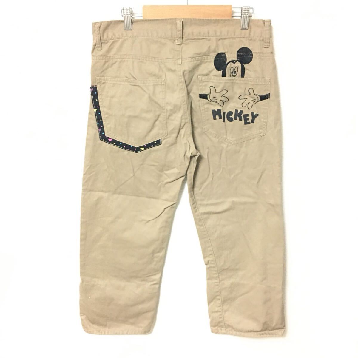 【Disney】ディズニー パンツ ミッキー チノパン ハーフ カジュアル コットン アメカジ ベージュ メンズ サイズウエスト79/Y32154fF拍卖