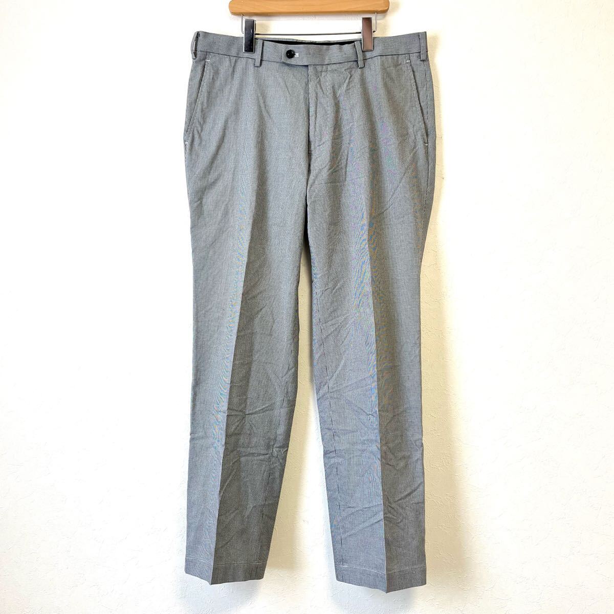 ゴルフに◎【UNIQLO】ユニクロ ドライ ノータック パンツ スラックス きれいめ カジュアル 薄手 千鳥格子 グレー 系 ウエスト85/Y32022mm拍卖