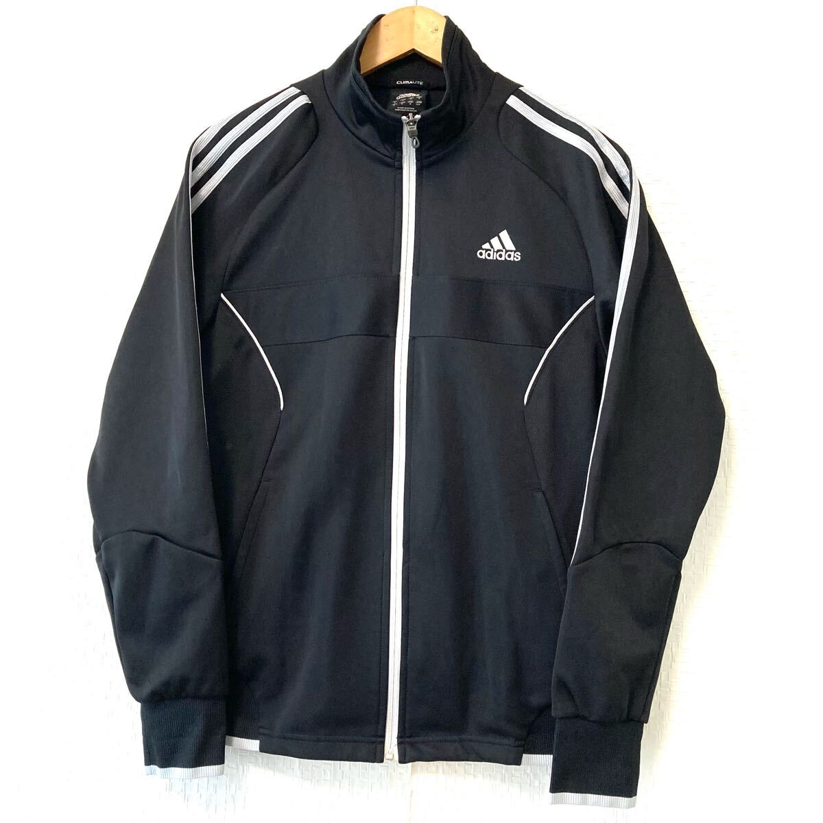 状態良好◎【adidas】アディダス ジップアップ ジャージ トラック ジャケット スポーツ サッカー ランニング ブラック メンズ M/Y32238UU拍卖