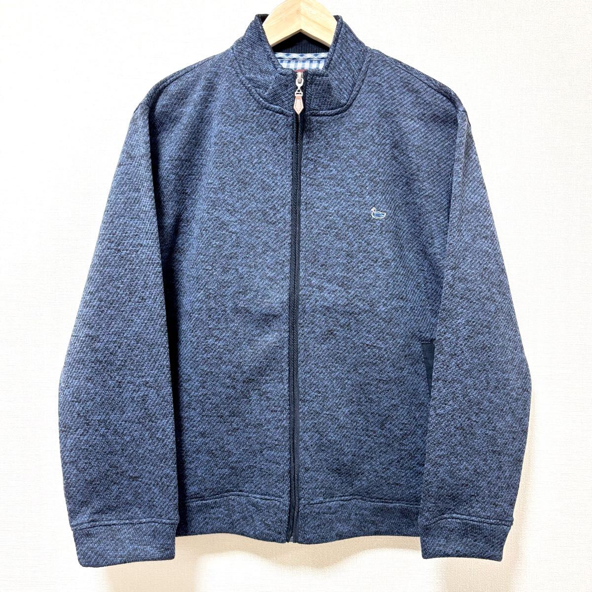 美品◎品のあるデザイン!【DECOY】デコイ スウェット ジップ ジャケット 紺 ネイビー 裏起毛 ブルゾン ゴルフ メンズ サイズM/Y33187SS拍卖