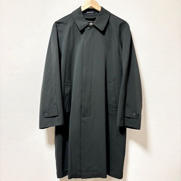 ビンテージ◎仕立て良好◎【BULOOK TEIJIN】ステンカラー コート 黒 ロング フォーマル ビジネス 通勤 古着 メンズ サイズ95/Y30710SS拍卖