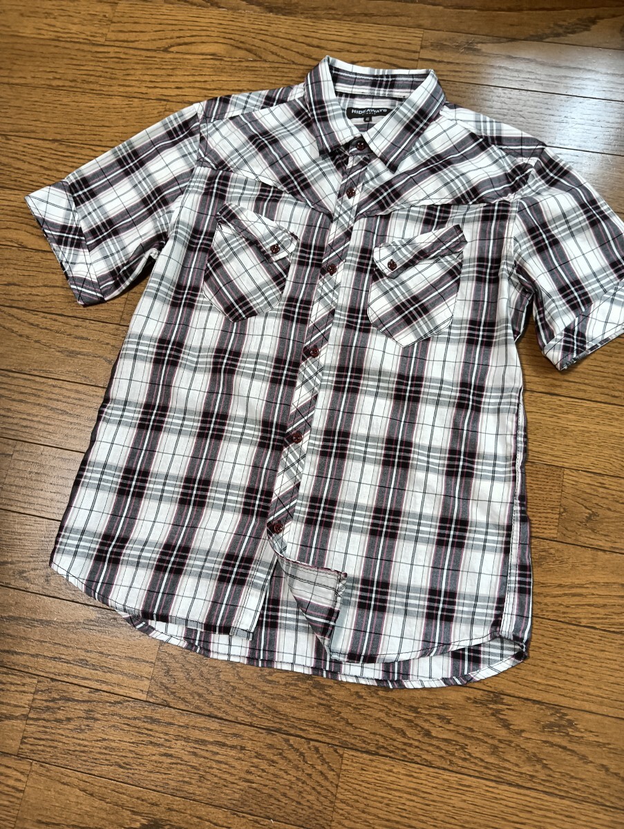 ニコル HIDEAWAYS NICOLE ハイダウェイ★ 半袖 チェック シャツ サイズ46 メンズ 春夏拍卖
