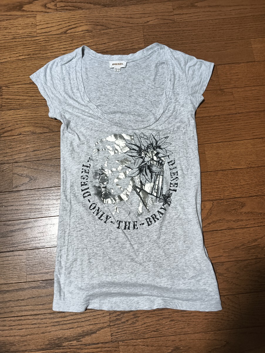 DIESEL ディーゼル ブレイブマン モヒカン レディース Tシャツ グレー トップス カットソー 薄手 春夏 サイズXXS拍卖