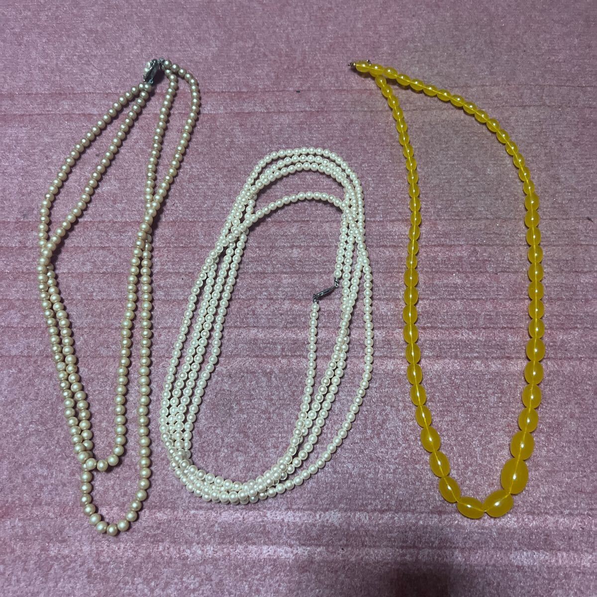 △和引1△ネックレス アクセサリー ヴィンテージ パール? ロング 3種類 2連ネックレス レトロ拍卖