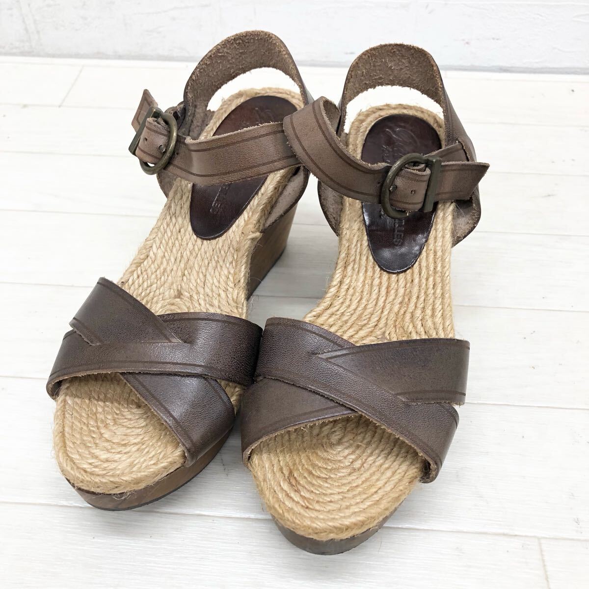 1772〓 gaimo ガイモ アンクルストラップサンダル レディース ダークブラウン ブラウン 靴 シューズ カジュアルシューズ拍卖