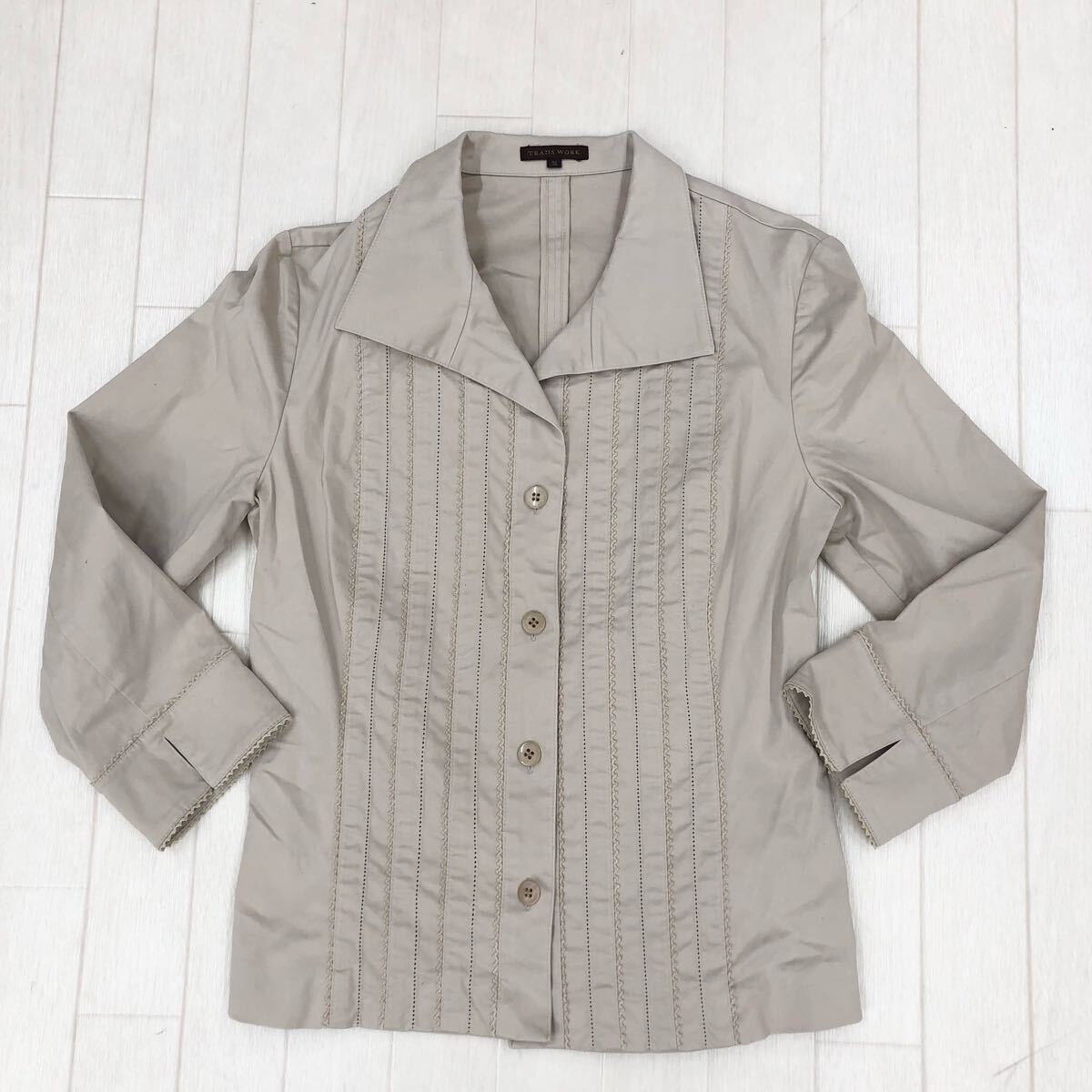 1774〓 TRANS WORK トランスワーク シングルジャケット レディース サイズ38 ベージュ トップス 上着 ジャケット ブルゾン カジュアル拍卖