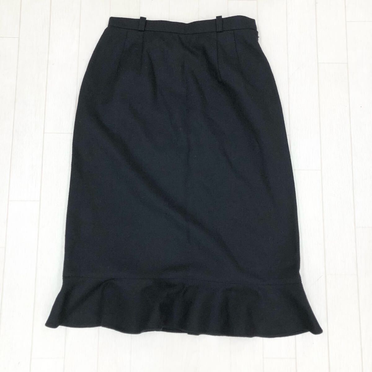 1774〓 ①Leilian レリアン タイトスカート レディース サイズ9 ブラック ボトムス ミドルスカート 膝下丈 裾フレア拍卖