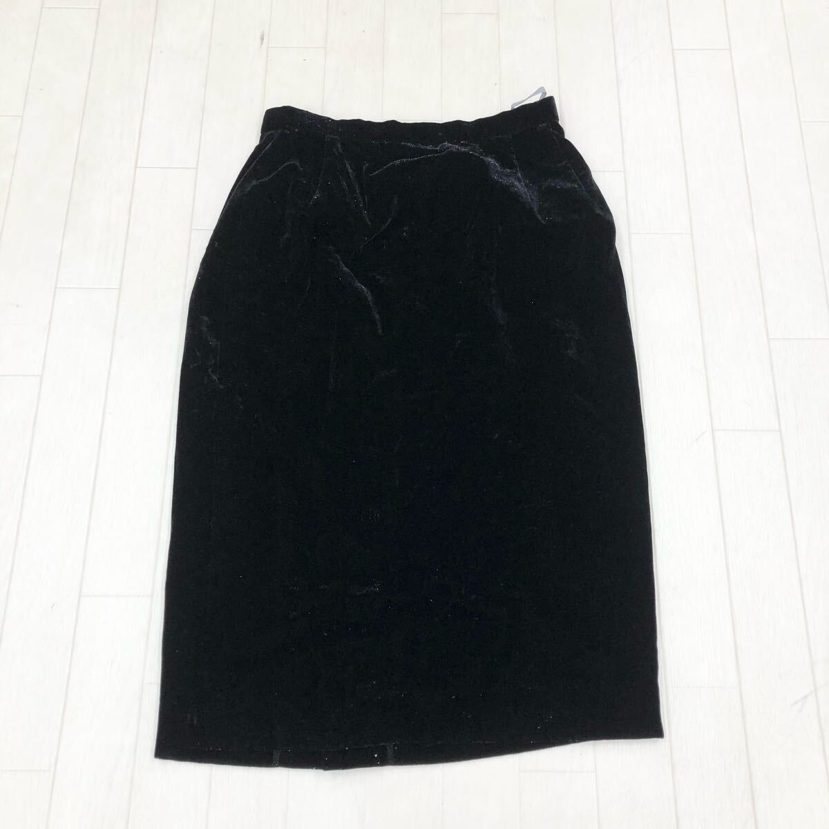 1780〓 mila schon DUEMILA ミラショーン タイトスカート レディース サイズ40 ブラック キラキラ ベロア ミドルスカート 膝下丈拍卖