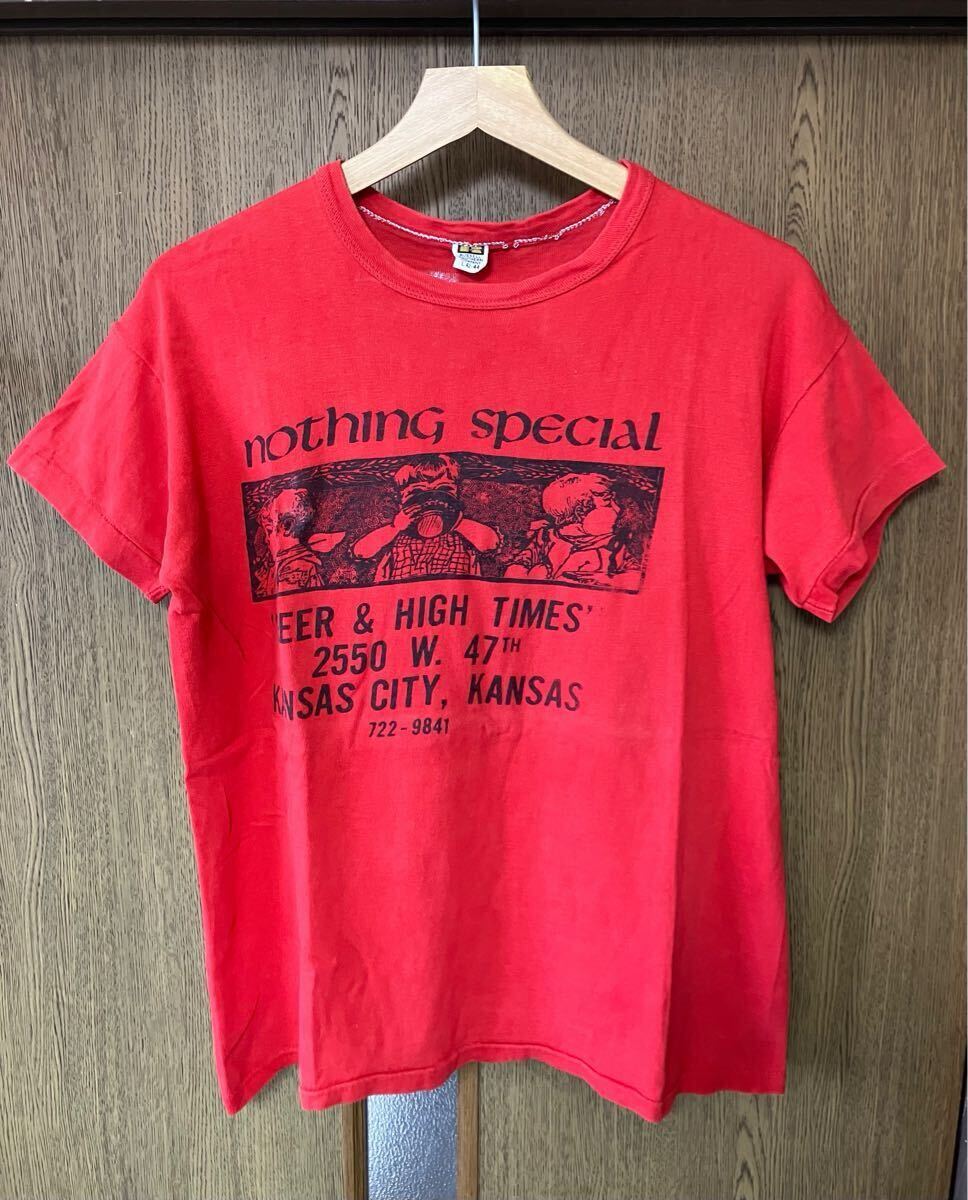 60s RUSSELL 黒金タグ 6段プリント BEER&FOOD USA製 シングルステッチ 赤色 size L ビンテージ 70年代 ラッセル 50s拍卖