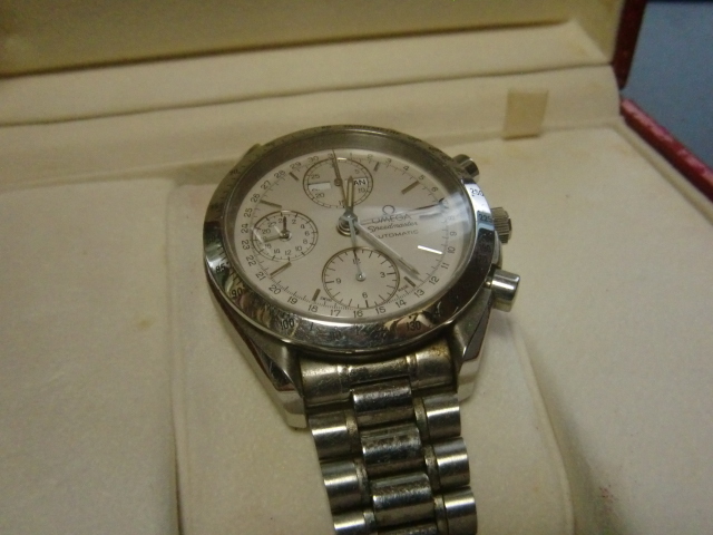 オメガ スピードマスター 3521.3 AT 白文字盤 クロノ トリプルカレンダー メンズ拍卖