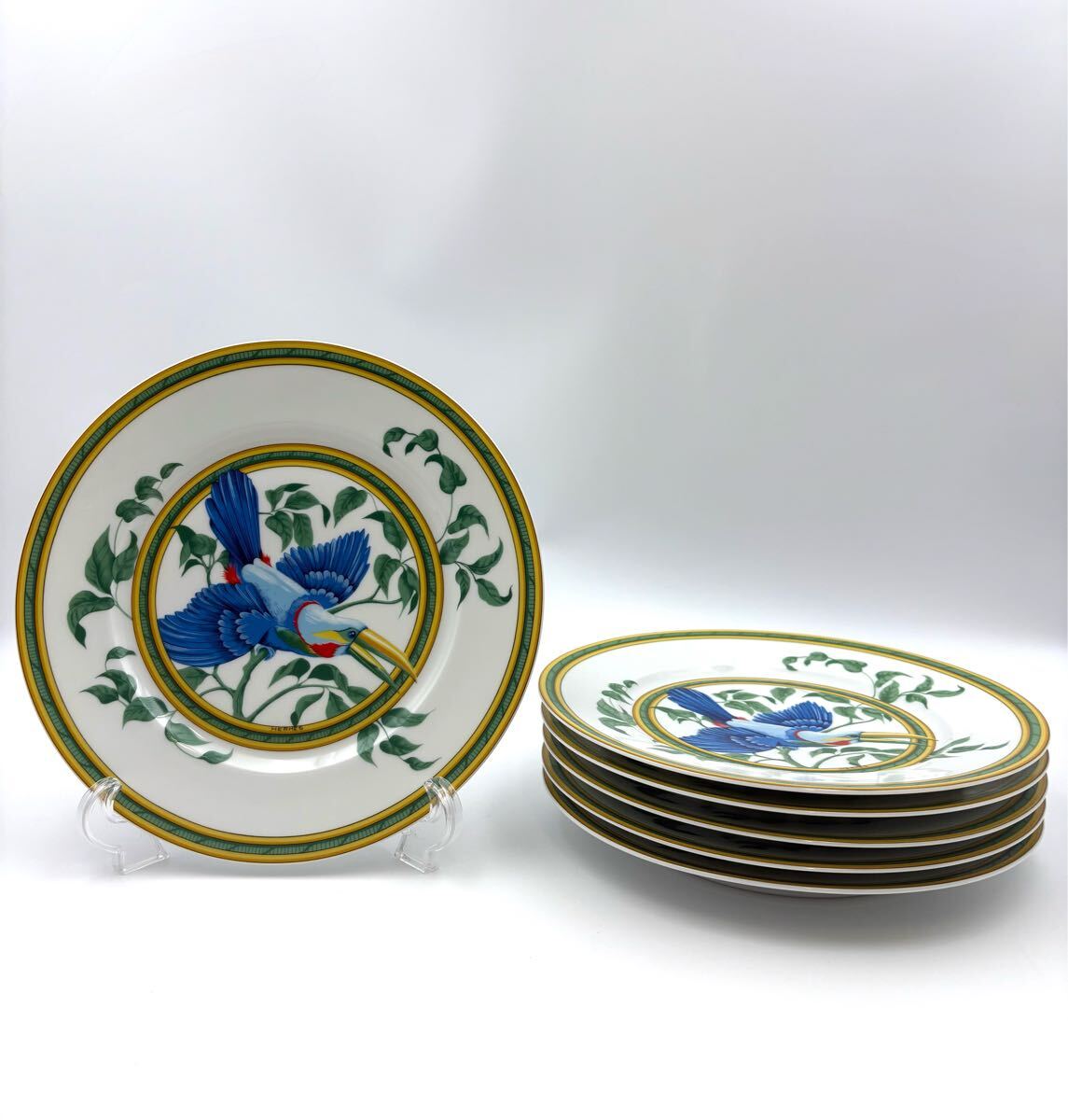 未使用保管品 HERMES TOUCAN エルメス トゥカン 中皿 21.5cm プレート 6枚セット拍卖