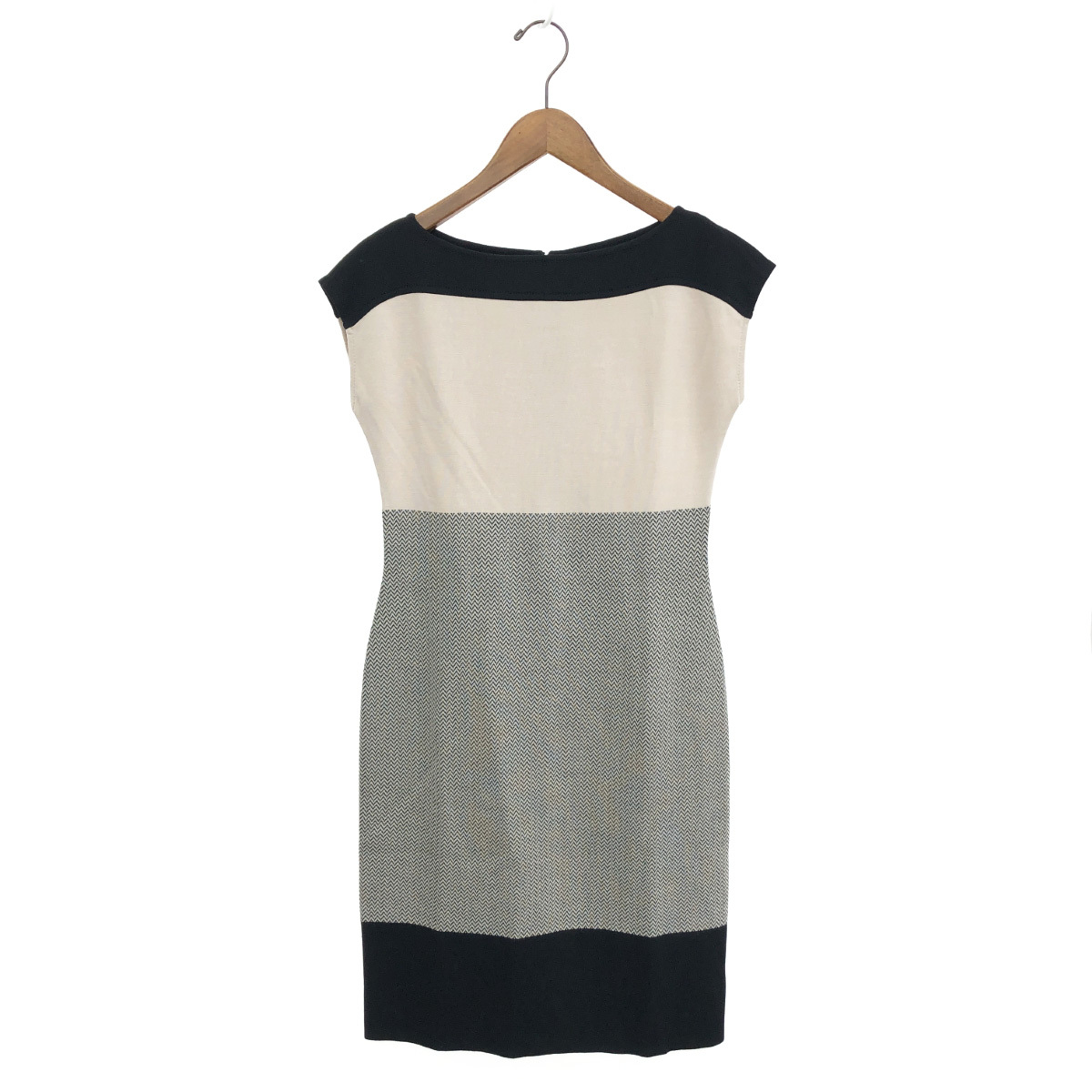未使用品◆ST.JOHN セントジョン ノースリーブ ニット ワンピース サイズ:2◆ グレー/ベージュ レディース拍卖