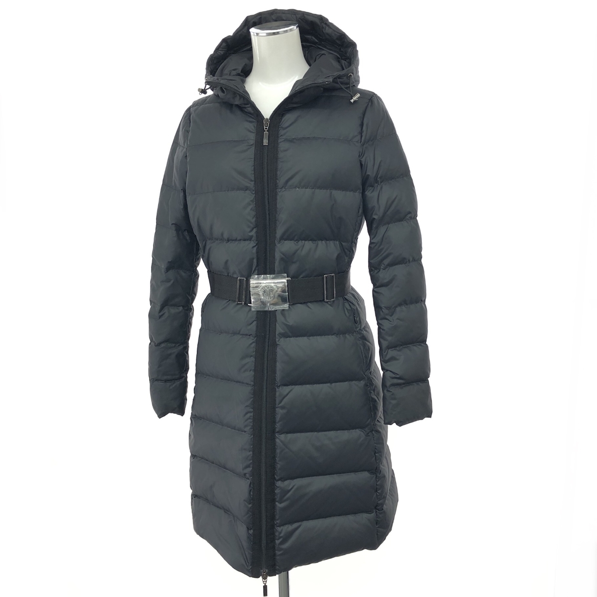 ◆MONCLER モンクレール NANTES ロング ベルト付き ダウンジャケット サイズ:00◆ ブラック レディース アウター拍卖