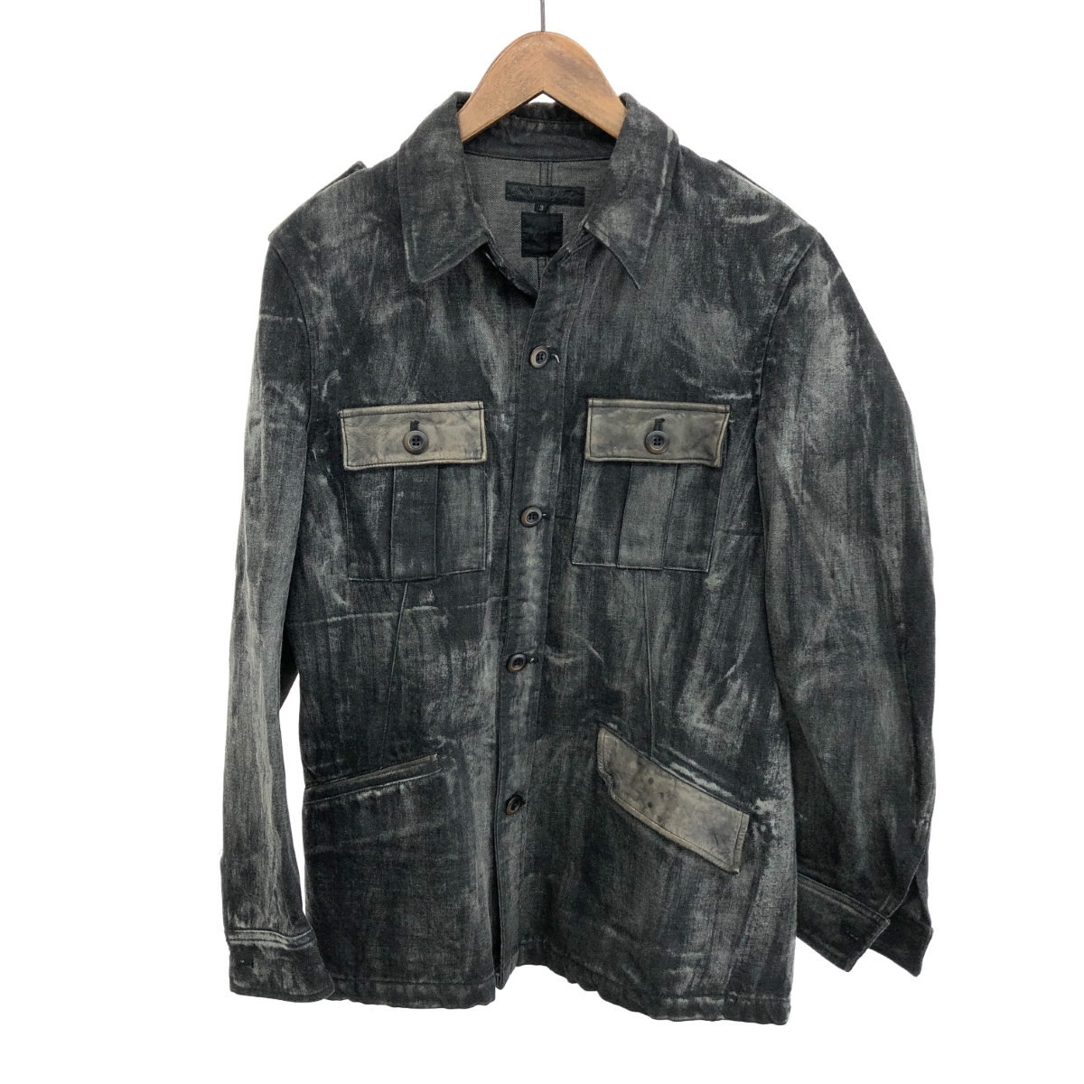 良好◆FULL COUNT エピローグチャント×フルカウント デニム ジャケット サイズ:3◆ ブラック/グレー メンズ レザー切替 アウター拍卖