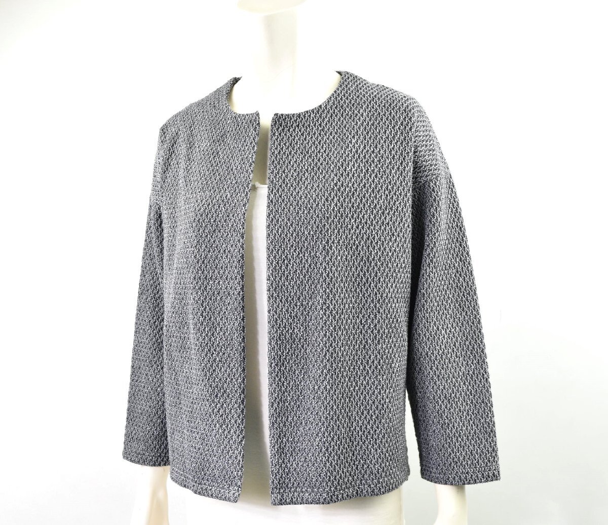 5000-KA00118★NOMBRE IMPAIR ノンブルアンペール ★未使用 美品 ノーカラー クルーネック ニットジャケット F グレー通勤拍卖