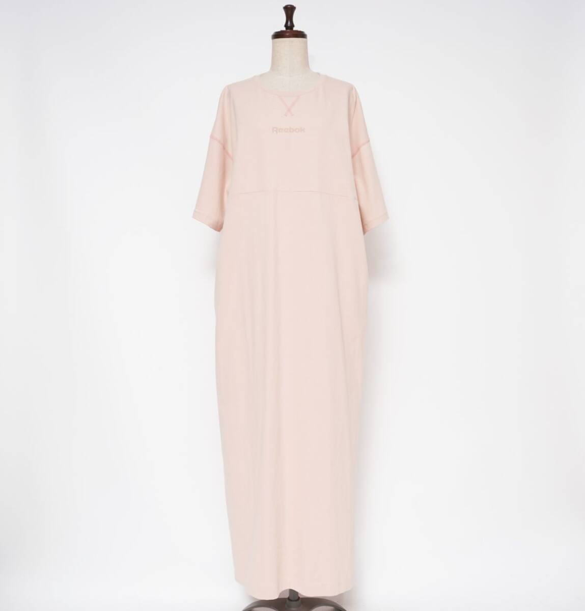 美品 Reebok リーボック フューチャリスティックロングドレス 五分袖 Tシャツワンピ ポケット付 マキシ丈 レディース ピンク サイズM*CD133拍卖