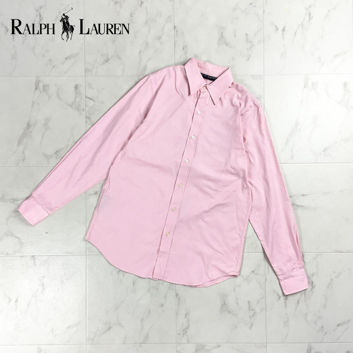 美品 POLO RALPH LAUREN ポロラルフローレン バックタックコットンワイシャツ トップス メンズ ピンク サイズ6*CD1050拍卖