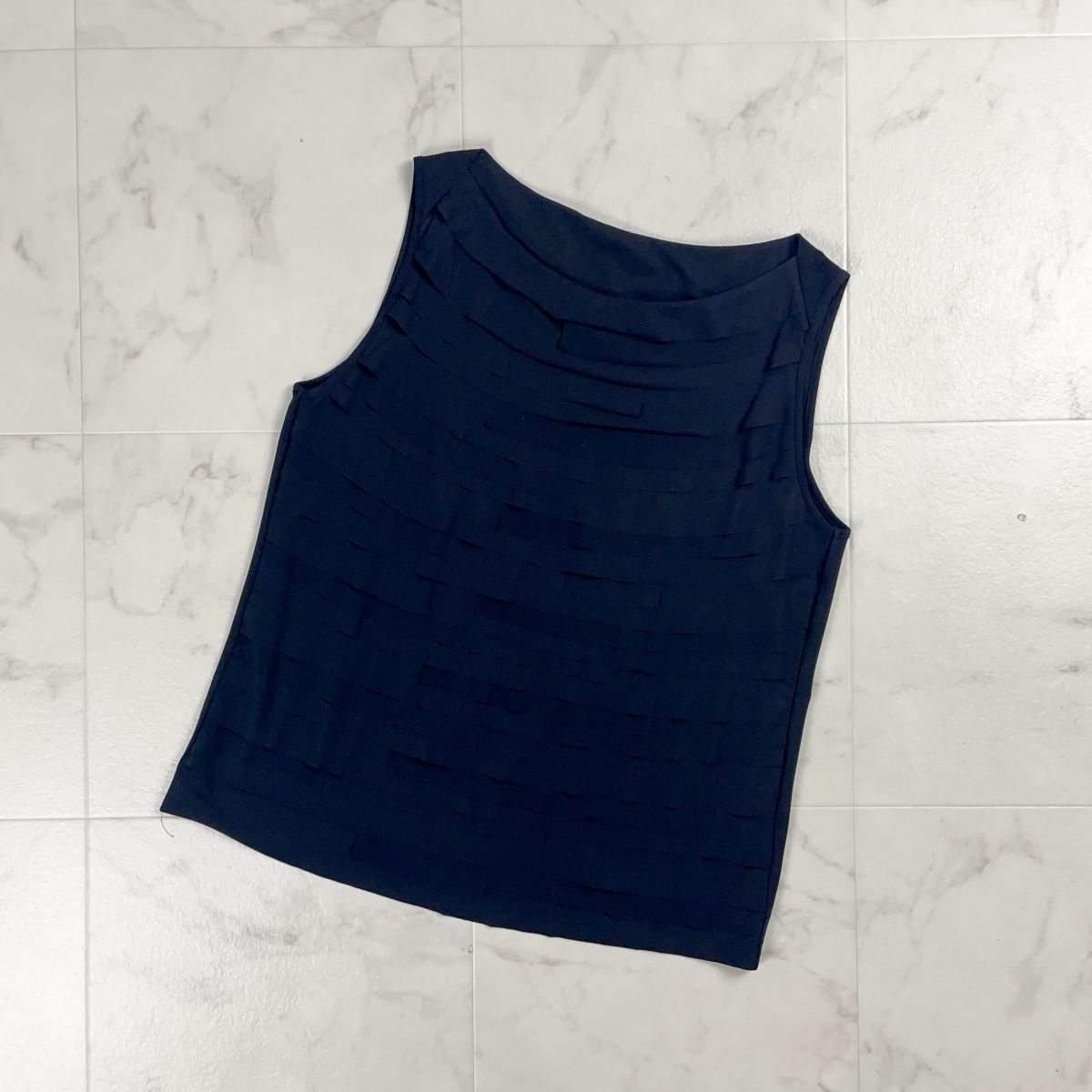 美品 BASILE28 バジーレ28 フリルティアードノースリーブカットソー トップス レディース ブラック 黒 サイズ40*CD1117拍卖