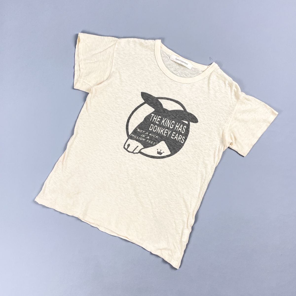 美品 inpaichthys kerri インパクティスケリー ガーゼコットンプリントTシャツ 半袖 トップス メンズ ベージュ サイズM*CD1175拍卖