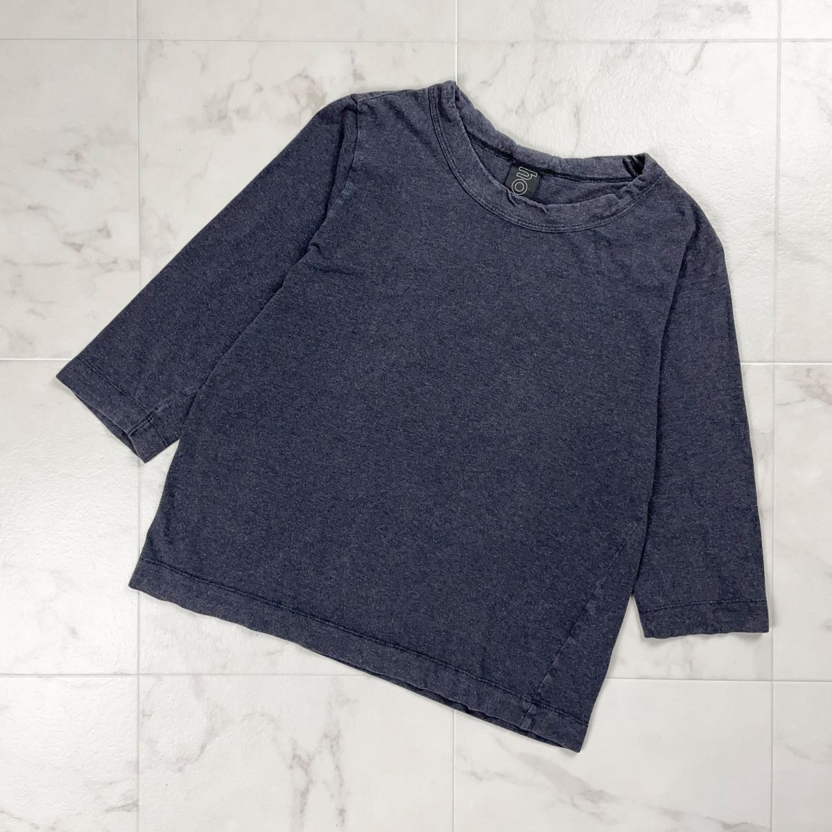 homspun ホームスパン クルーネックカットソー 七分袖 トップス レディース ダークグレー サイズM*CD1321拍卖