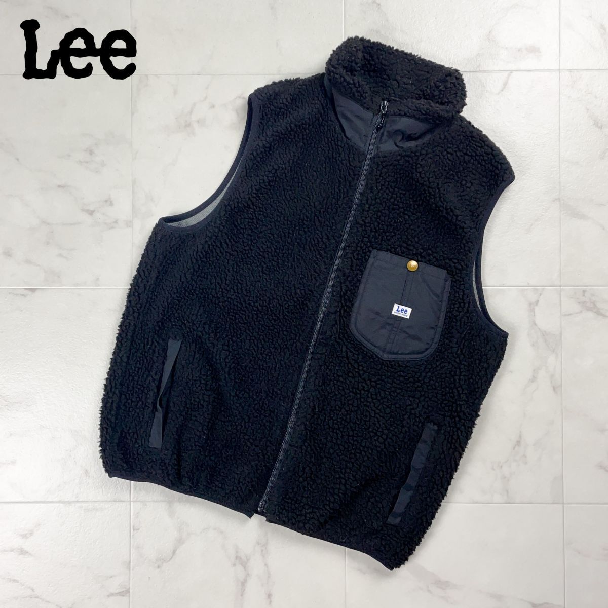 Lee OuterWear リー アウターウェア ボアノースリーブベスト トップス ユニセックス メンズ レディース ブラック 黒 サイズM*CD1379拍卖