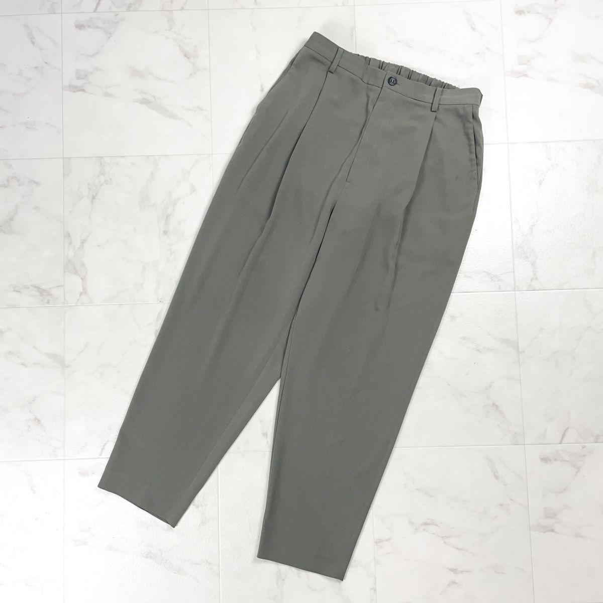 Lui's ルイス タックテーパードパンツ スラックス ボトムス レディース カーキ サイズL*CD635拍卖