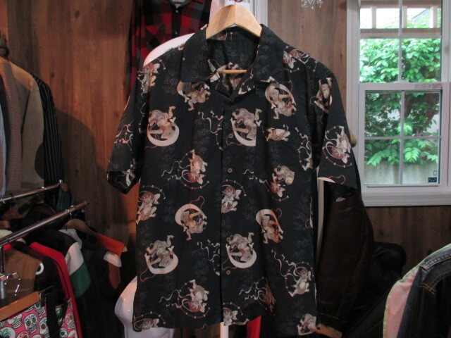 風神 雷神 アロハシャツ 和柄 昭和レトロ 着物 オリエンタル ハワイアン サーフ ヴィンテージスタイル オールドスクール ガレージワーク拍卖