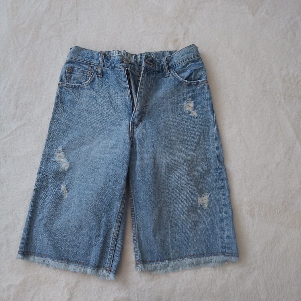 デニム ショート ショートパンツ ハーフパンツ ダメージジーンズ 子供 160拍卖