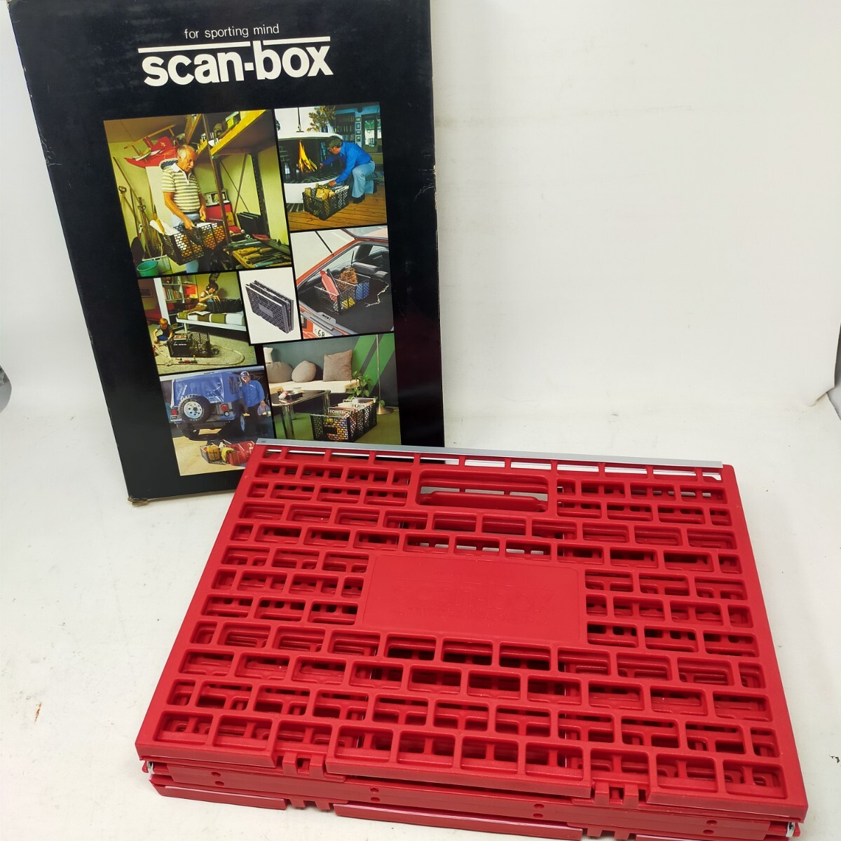 scan-box 折りたたみ バスケット コンテナ カゴ フォールディング ハンディ ラック 収納かご レッド RED 赤 ③ S拍卖