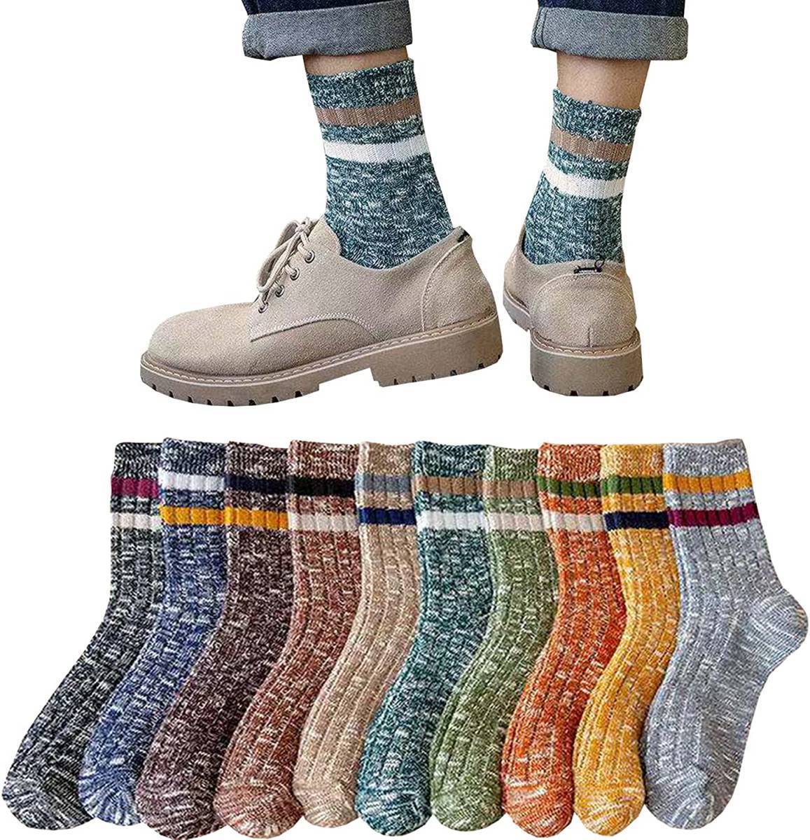 10足セット 靴下 メンズ ソックス ハイソックス 冬 暖かい10足セット 防寒保温スポーツおしゃれ くつした メンズ 24-28cm拍卖