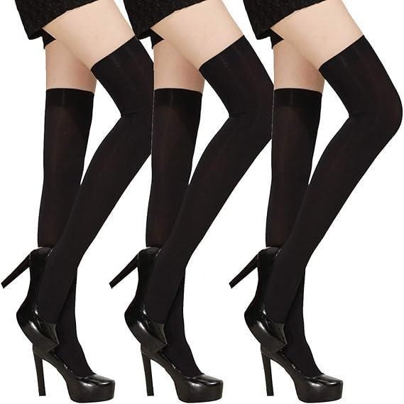 着圧オーバーニーソックスニーハイ スッキリ 美脚 3足セット拍卖