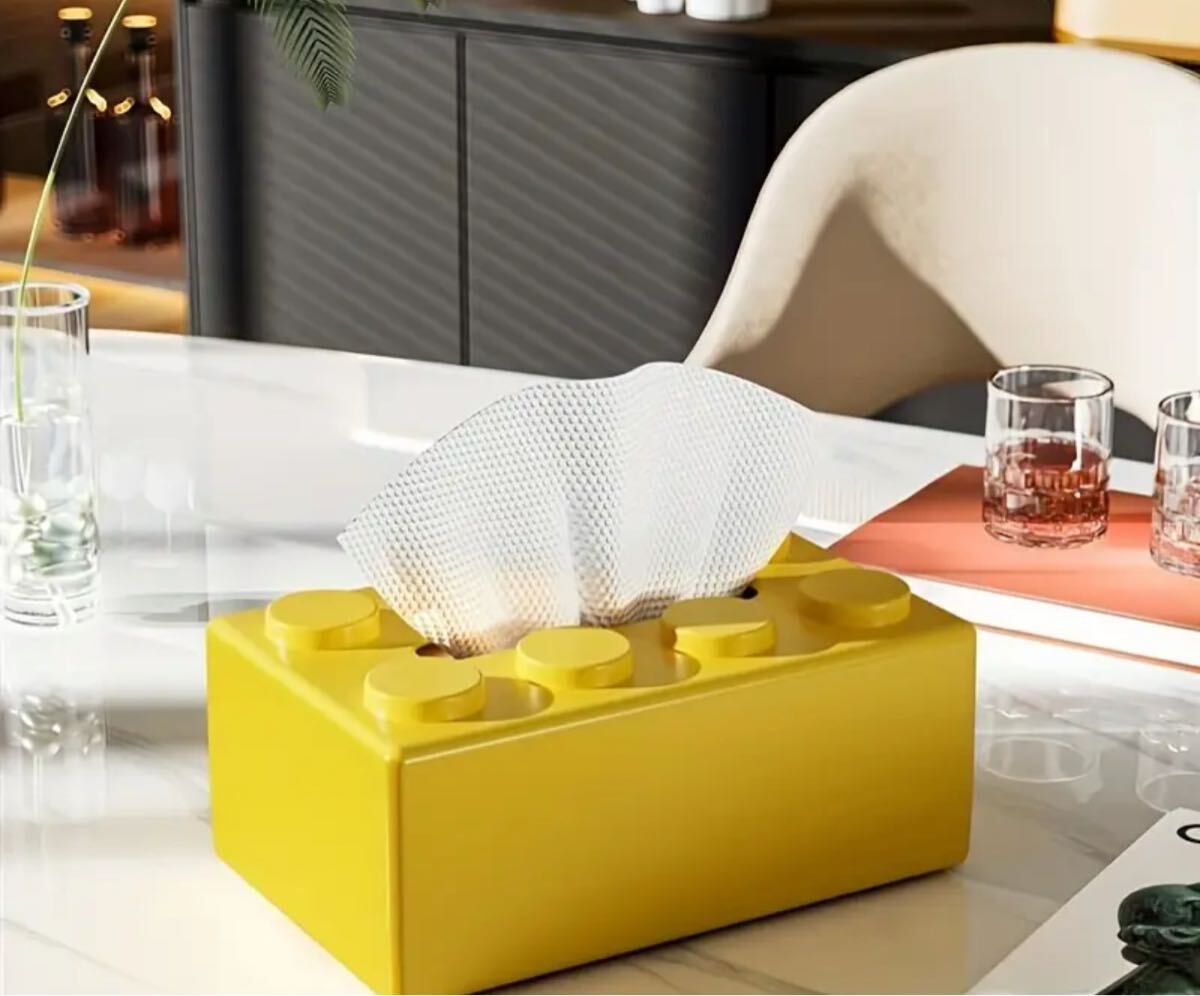 ブロック型 ティッシュカバー イエロー 壁掛けも可能 箱ごとは入れれないです拍卖