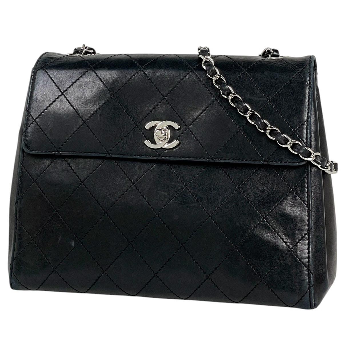 【在庫一掃】 シャネル ココマーク チェーン ショルダーバッグ ターンロック ショルダーバッグ レザー ブラック 【中古】拍卖