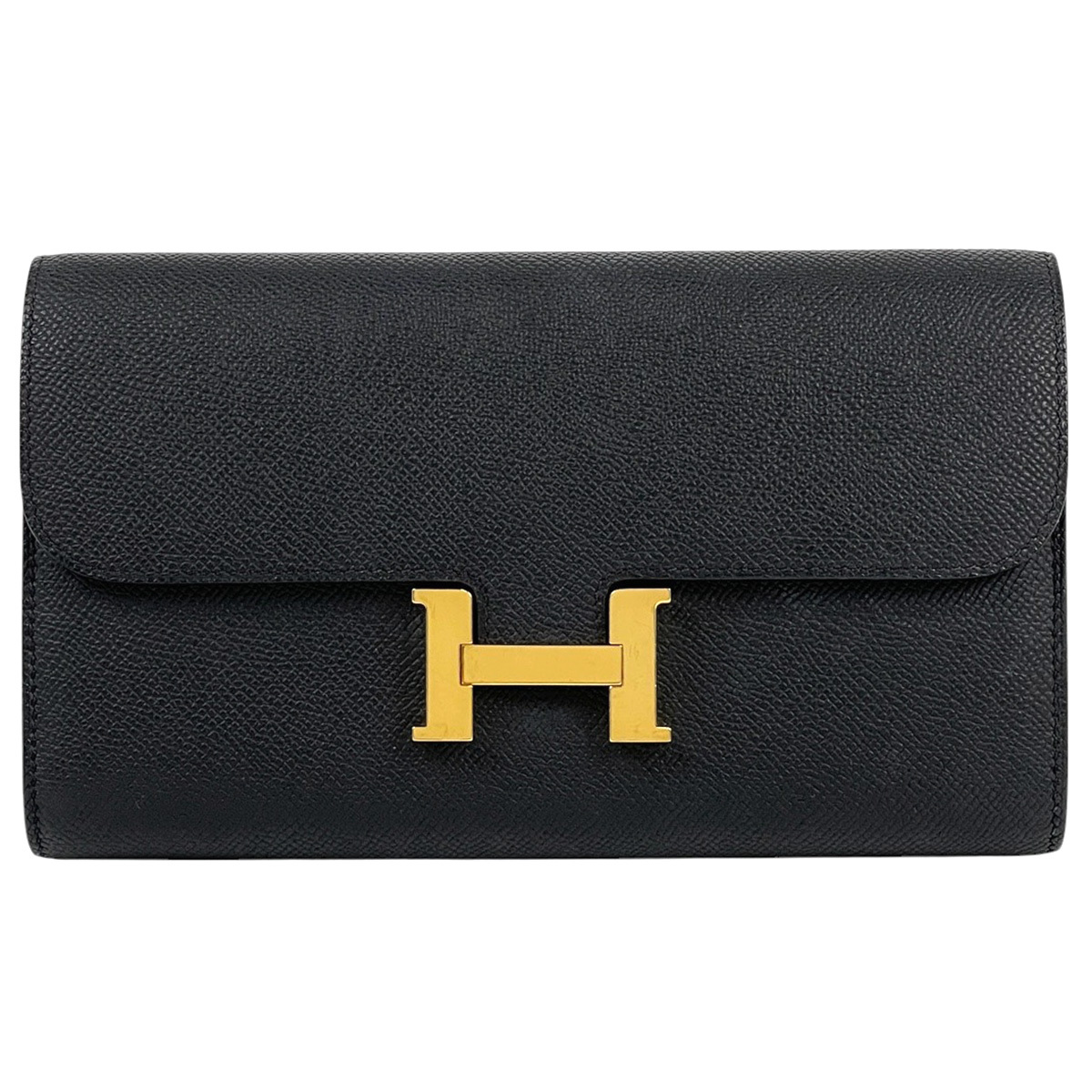 エルメス HERMES コンスタンス ロング トゥーゴー長財布 二つ折り 長財布 ヴォーエプソン ブラック K レディース 【中古】拍卖