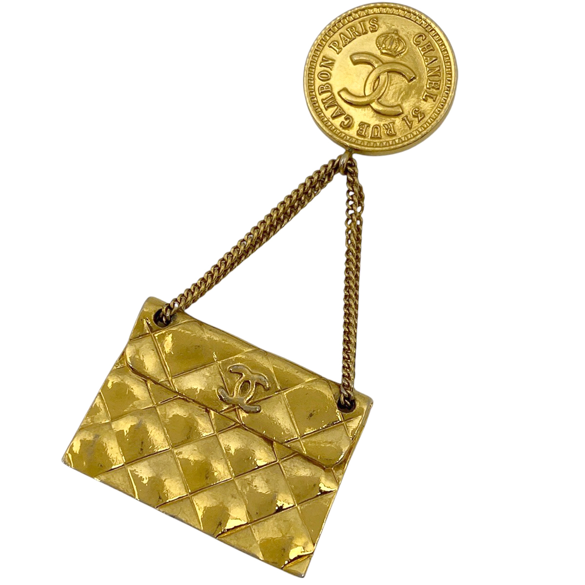 シャネル CHANEL ココマーク ブローチ マトラッセ カンボン スイング ブローチ GP ゴールド レディース 【中古】拍卖