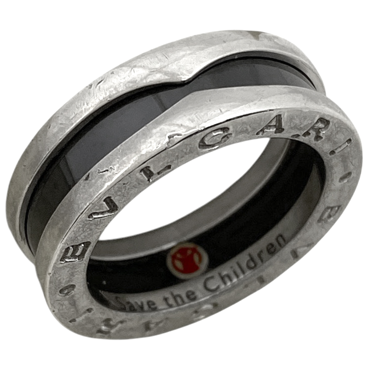 【在庫一掃】 ブルガリ BVLGARI セーブ ザ チルドレン リング Save the Children 1バンド 指輪 10号 925 シルバー ブラック 【中古】拍卖