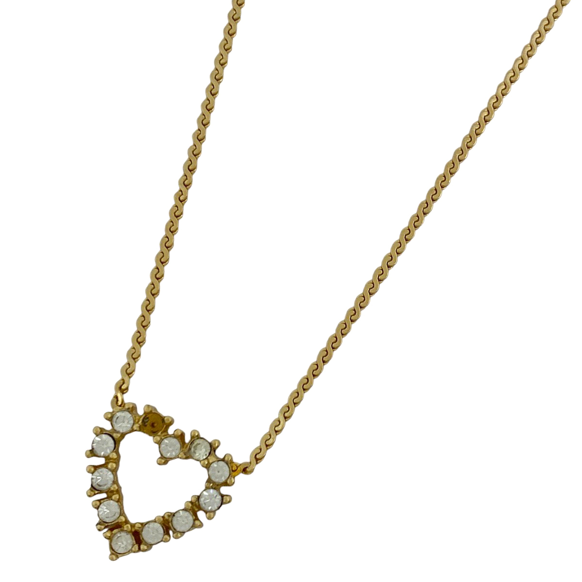クリスチャンディオール Christian Dior ラインストーン ハートモチーフ ネックレス GP ゴールド レディース 【中古】拍卖
