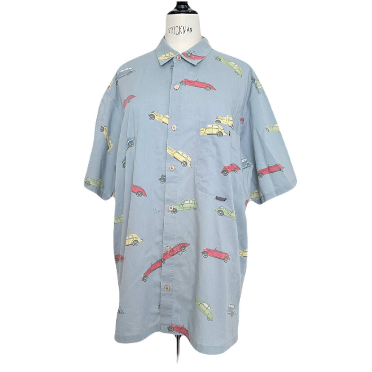 ★ PAPAS ISLAND パパス アイランド クラシックカー ヴィンテージカー 半袖 シャツ アロハシャツ M ブルー系 ★ 拍卖