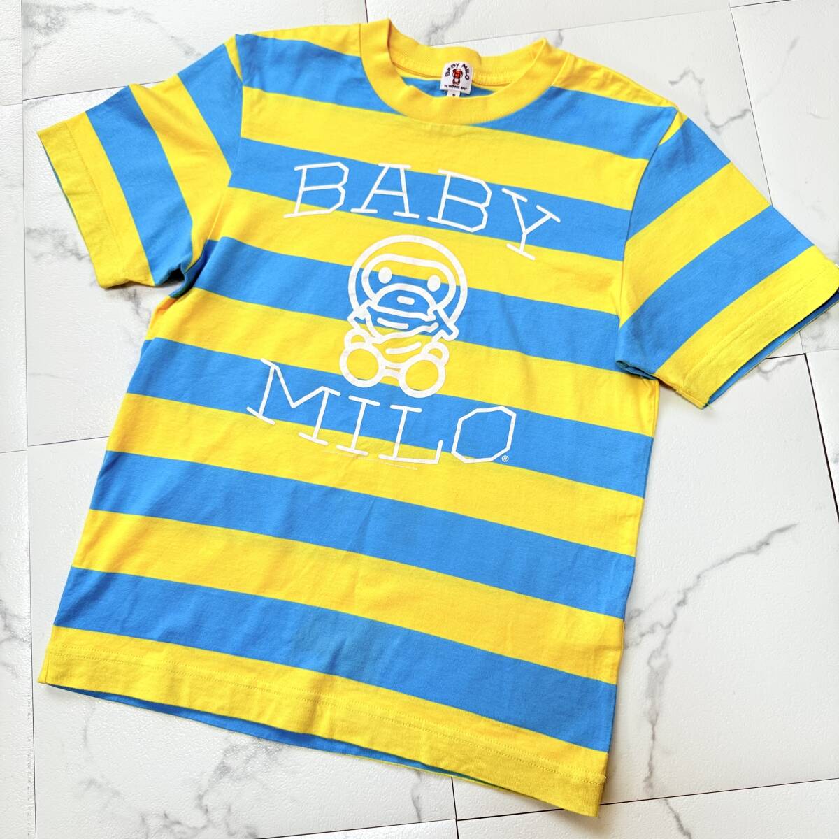 ★ BABY MILO ベイビーマイロ ア ベイシング エイプ ロゴ ボーダー イエロー ブルー Tシャツ サイズ TALL 美品 Y2K ★ 拍卖