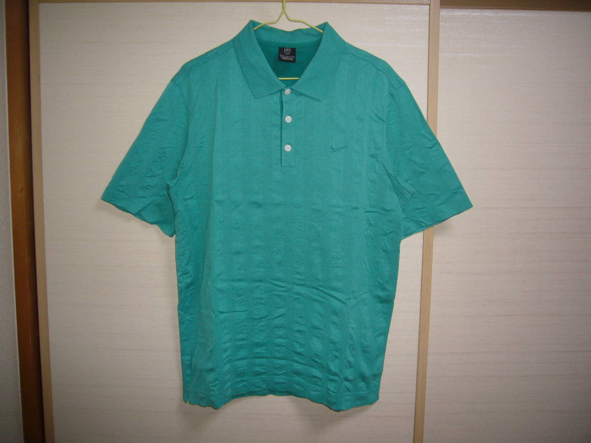 ナイキ ゴルフ NIKE GOLF シャドーストライプ半袖シャツ 緑 Lサイズ拍卖