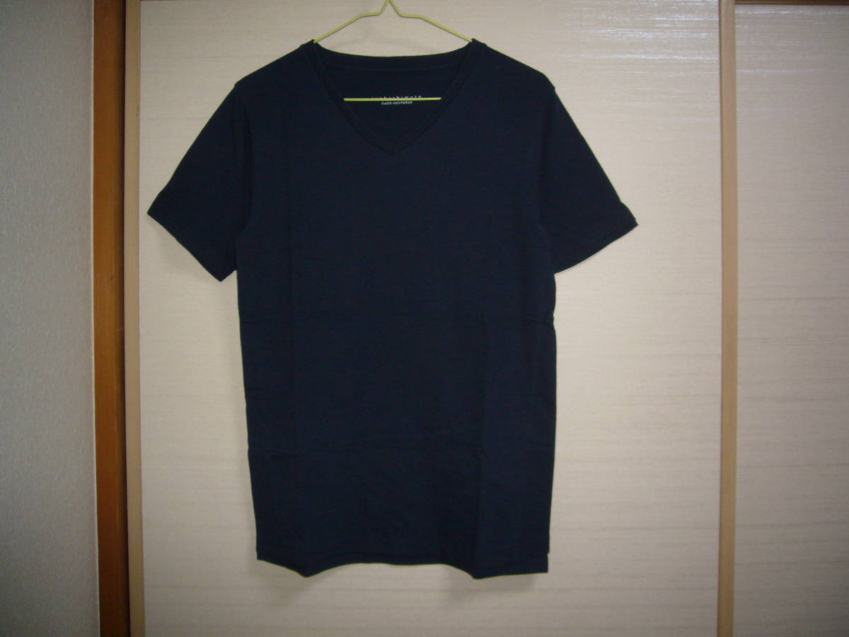 ナノ・ユニバース×ジュンハシモト レイヤード半袖Tシャツ紺 Sサイズ jun hashimoto 毛玉あり拍卖