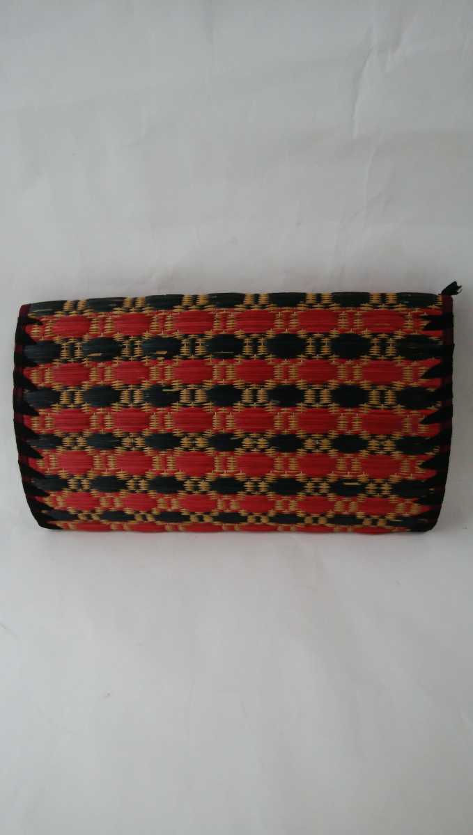 再々値下げ!未使用!カバン イ草のバッグ ポーチ 小物入 手作り 黒リボンヤーンの編み込み【3cm】シンプルデザイン 肌触り良、軽量拍卖