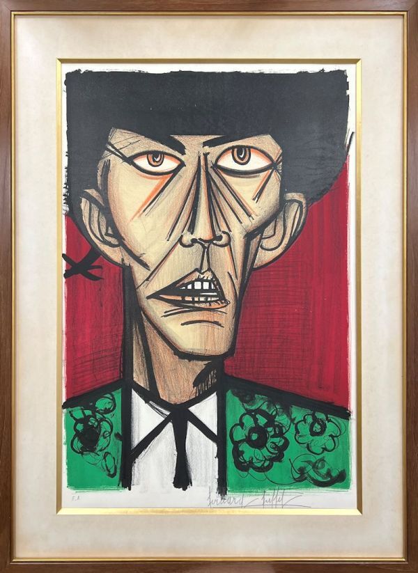 【FCP】 真作保証 ベルナール・ビュッフェ(Bernard Buffet) 限定リトグラフ72x49cm 「Torero」 1966年作 大型作品 フランス現代画壇巨匠h拍卖